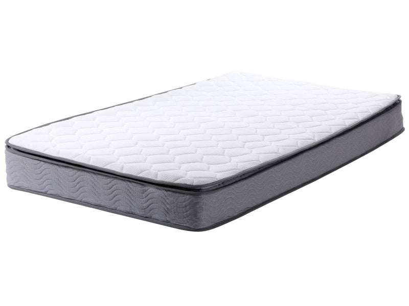 Pocket Spring Mattress White with Grey Fabric EU Single Size Medium Firm Beliani