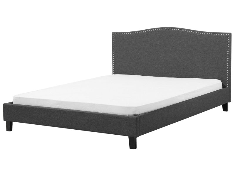 Bed Frame Grey Polyester Upholstered 6ft EU Super King Size Traditional Design Beliani