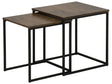 Set of 2 Coffee Tables Dark Wood Black 39 x 35 cm 42 x 40 cm Frame Large and Small Industrial Beliani