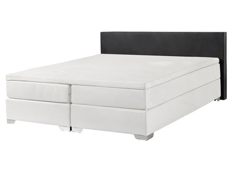 EU King Size Continental Bed 5ft3 Black with White Pocket Spring Mattress Modern Beliani