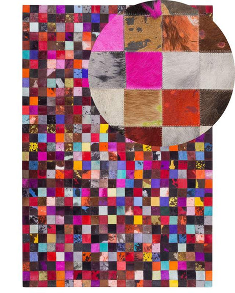 Rug Multicolour 200 x 300 cm Genuine Leather Cowhide Patchwork Handcrafted Beliani