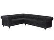 Chesterfield Right Hand Corner Sofa Black Faux Leather Upholstery Dark Wood Legs Chaise 6 Seater Contemporary Beliani