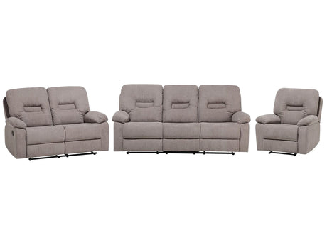 Living Room Set 3 Seater 2 Seater Armchair Taupe Beige Recliner Manually Adjustable Back and Footrest Beliani