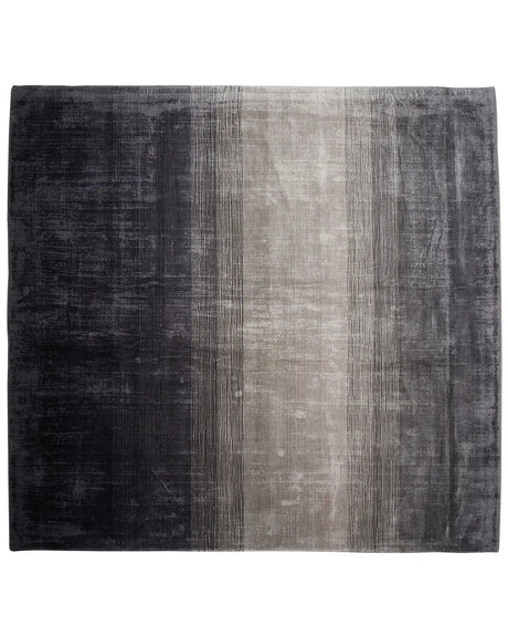 Rug Grey with Black 200 x 200 cm Ombre Effect Viscose Modern Living Room Beliani