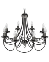 Ceiling Lamp Black Metal 143 cm High Gloss 8 Lights Victorian Style Vintage Beliani