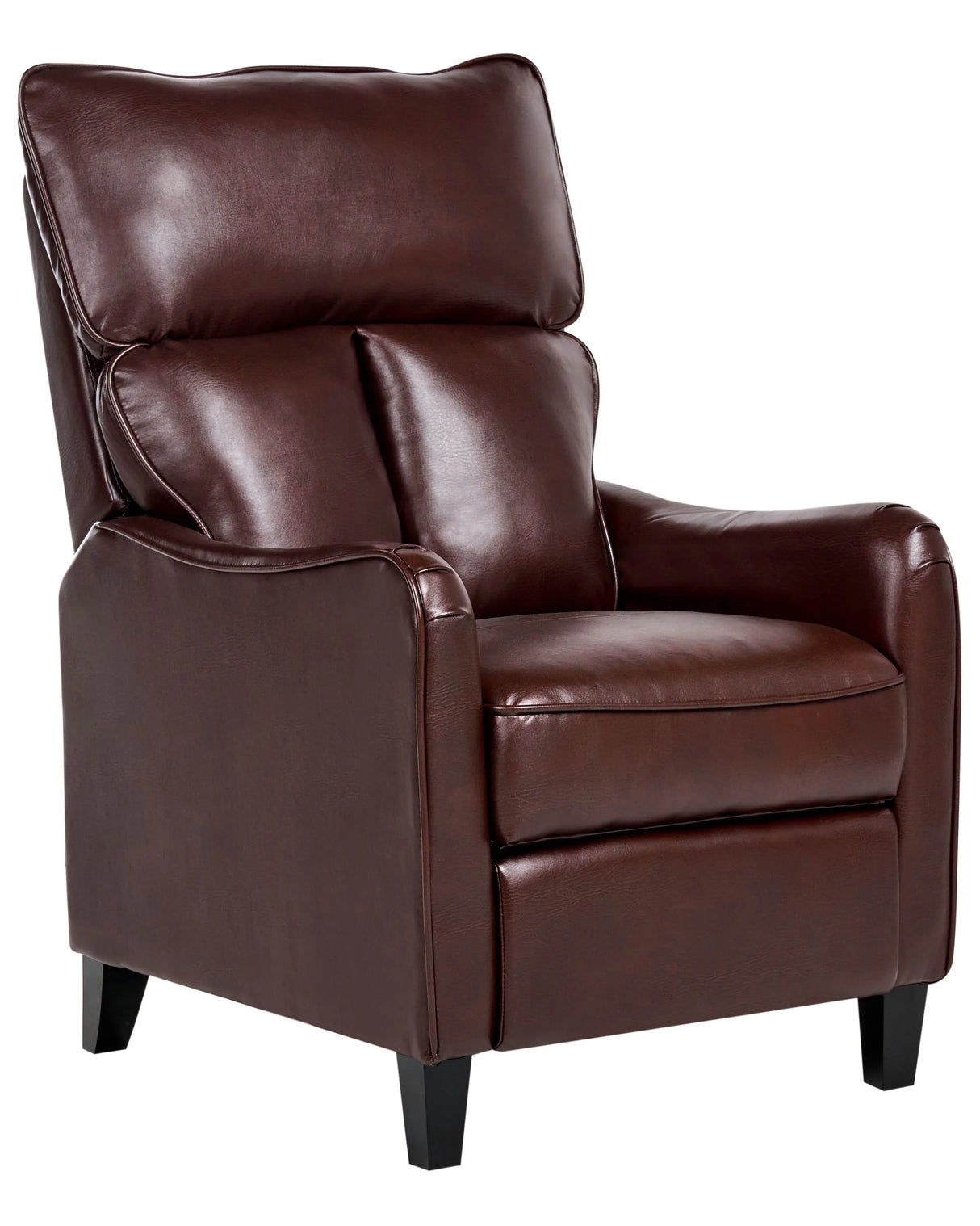 Reclining Armchair Dark Brown Faux Leather Adjustable Back Pull-Out Footstool High Back Vintage Style Beliani