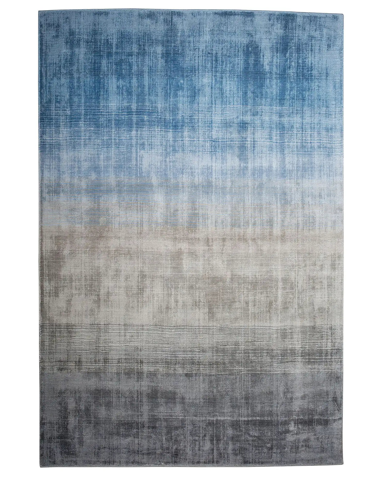 Rug Grey with Blue 140 x 200 cm Ombre Effect Viscose Modern Living Room Beliani