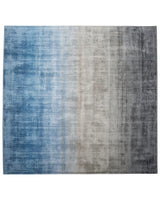 Rug Grey with Blue 200 x 200 cm Ombre Effect Viscose Modern Living Room Beliani