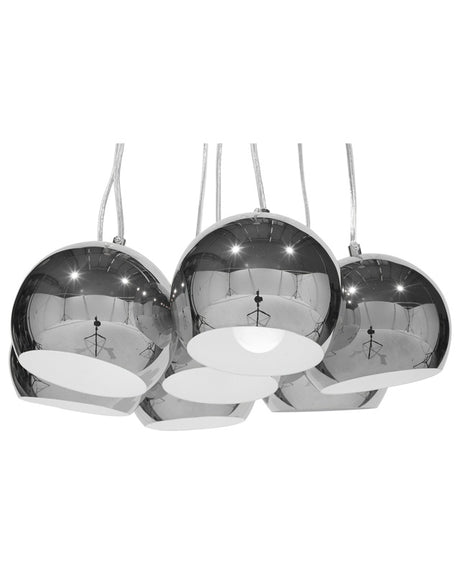 7-Light Cluster Pendant Silver Metal Round Shades Lamp Beliani