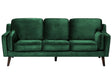 Sofa Green 3 Seater Velvet Oak Wood Legs Classic Mid-Century Living Room Beliani