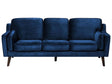 Sofa Blue 3 Seater Velvet Oak Wood Legs Classic Mid-Century Living Room Beliani