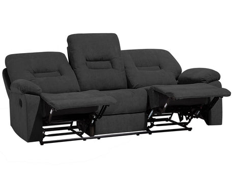 Recliner Sofa Dark Grey 3 Seater Manually Adjustable Back and Footrest Beliani