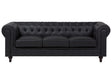 Chesterfield Sofa Black Faux Leather Upholstery Dark Wood Legs 3 Seater Contemporary Beliani