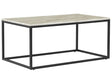 Coffee Table Beige Marble Effect Black Metal Legs 100 x 60 cm Rectangular Industrial Glam Beliani