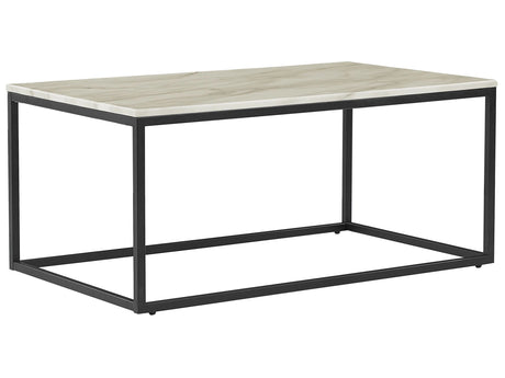 Coffee Table Beige Marble Effect Black Metal Legs 100 x 60 cm Rectangular Industrial Glam Beliani