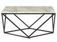 Coffee Table Beige Tabletop Black Metal Base 80 x 80 cm Manufactured Wood Marble Finish Glamorous Design Beliani
