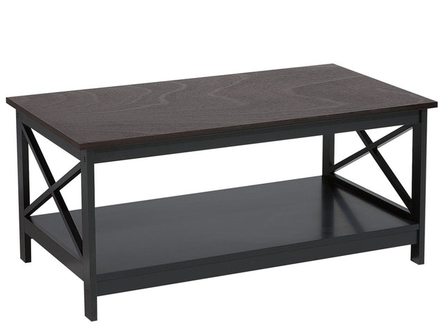 Coffee Table Black 100 x 55 cm 2 Tier Rectangular Tabletop Modern Style Beliani