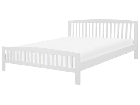 Bed Frame White Solid Wood EU Super King Size 6ft Slatted with Headboard Footboard Beliani