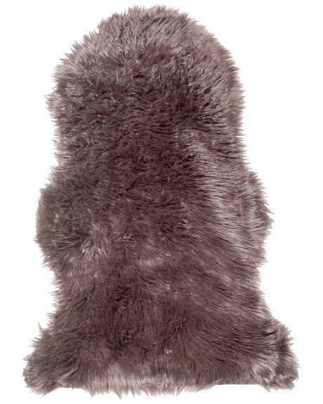 Faux Sheepskin Rug Brown 63 x 95 cm High Pile Rustic Beliani