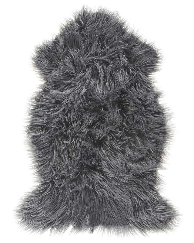 Faux Sheepskin Rug Grey 53 x 88 cm High Pile Rustic Beliani