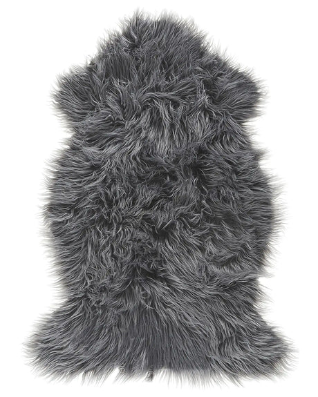 Faux Sheepskin Rug Grey 63 x 95 cm High Pile Rustic Beliani