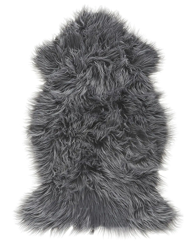 Faux Sheepskin Rug Grey 63 x 95 cm High Pile Rustic Beliani