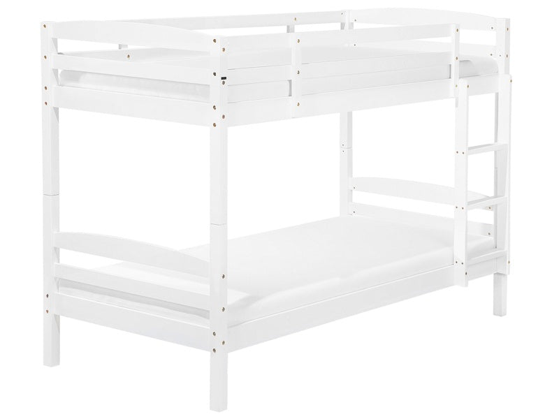 Double Bank Bed White Pine Wood EU Single Size 3ft High Sleeper Children Kids Bedroom Beliani