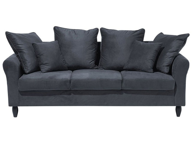 Sofa Grey Velvet Solid Wood 3 Seater Scatter Pillows Beliani