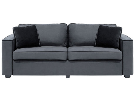 3 Seater Sofa Grey Track Arms Throw Pillows Beliani