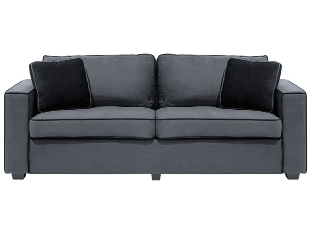 3 Seater Sofa Grey Track Arms Throw Pillows Beliani