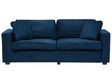 3 Seater Sofa Blue Track Arms Throw Pillows Beliani