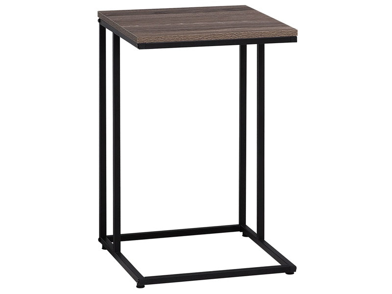 Side Table Taupe Wood U-Shape Black Metal Frame 40 x 40 cm Industrial Style Particle Board Top Living Room Beliani