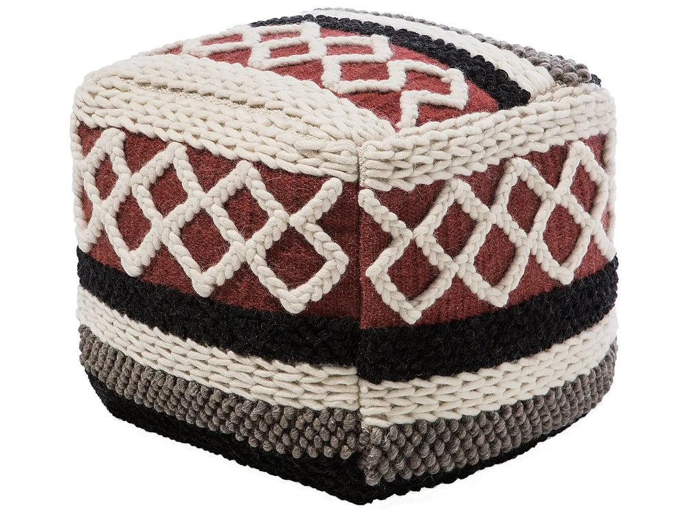 Pouffe Multicolour Cotton Braided Macram Boho Rustic Beliani