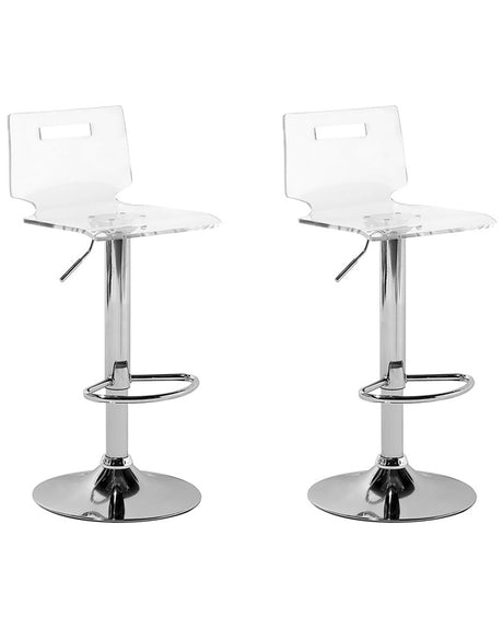 Set of 2 Bar Stools Transparent Acrylic Swivel Gas Lift Adjustable Height Modern Beliani