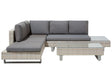 Corner Sofa Garden Set Grey Cushions Beige Faux Rattan 5 Seater with Coffee Table Beliani