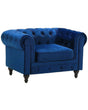 Chesterfield Armchair Blue Velvet Fabric Upholstery Dark Wood Legs Contemporary Beliani