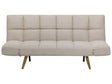 Sofa Bed Beige Fabric Upholstered 2 Seater Reclining Backrest Square Quilted Beliani