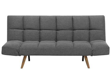 Sofa Bed Grey Fabric Upholstered 2 Seater Reclining Backrest Square Quilted Beliani