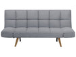 Sofa Bed Light Grey Fabric Upholstered 3 Seater Reclining Backrest Square Quilted Beliani