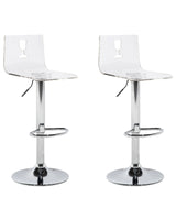 Set of 2 Bar Stools Transparent White Acrylic Footstool Swivel Gas Lift Adjustable Height Modern Beliani
