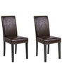 Set of 2 Dining Chairs Brown Faux Leather Wooden Legs Traditional Beliani