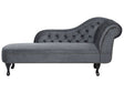 Chaise Lounge Grey Right Hand Velvet Buttoned Nailheads Beliani