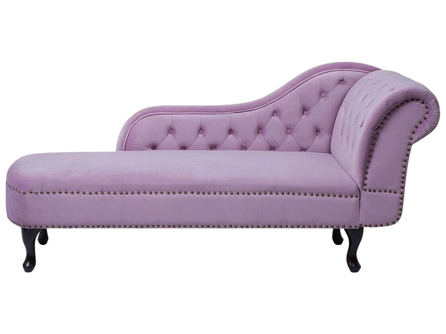 Chaise Lounge Pink Right Hand Velvet Buttoned Nailheads Beliani