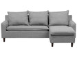 Corner Sofa Light Grey Fabric Upholstery Dark Wood Legs Left Hand Chaise Lounge Pillow Back Beliani