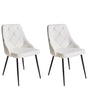 Set of 2 Dining Chairs White Faux Leather Upholstered Seat Button Tufted Backrest Beliani