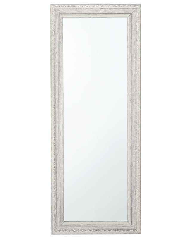 Wall Hanging Mirror Beige with Silver 50 x 130 cm Vertical Living Room Bedroom Dresser Gesso Finish Beliani