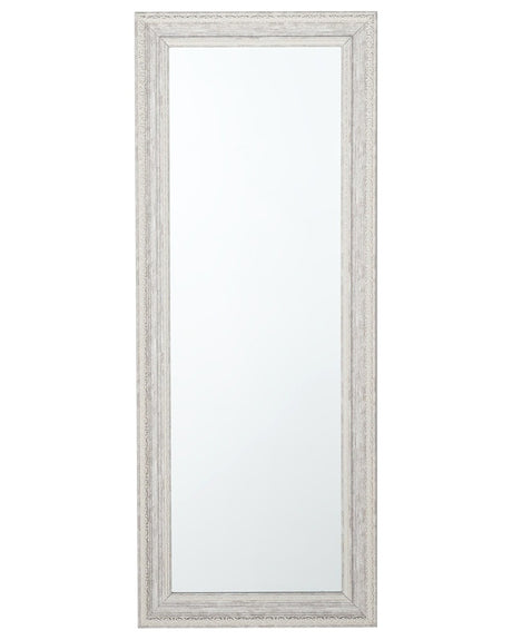 Wall Hanging Mirror Beige with Silver 50 x 130 cm Vertical Living Room Bedroom Dresser Gesso Finish Beliani