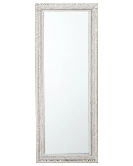Wall Hanging Mirror Beige with Silver 50 x 130 cm Vertical Living Room Bedroom Dresser Gesso Finish Beliani