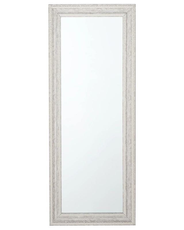 Wall Hanging Mirror Beige with Silver 50 x 130 cm Vertical Living Room Bedroom Dresser Gesso Finish Beliani