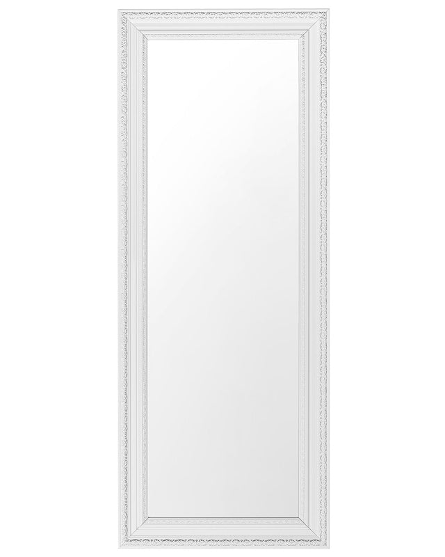 Wall Hanging Mirror White with Silver 50 x 130 cm Vertical Living Room Bedroom Dresser Gesso Finish Beliani